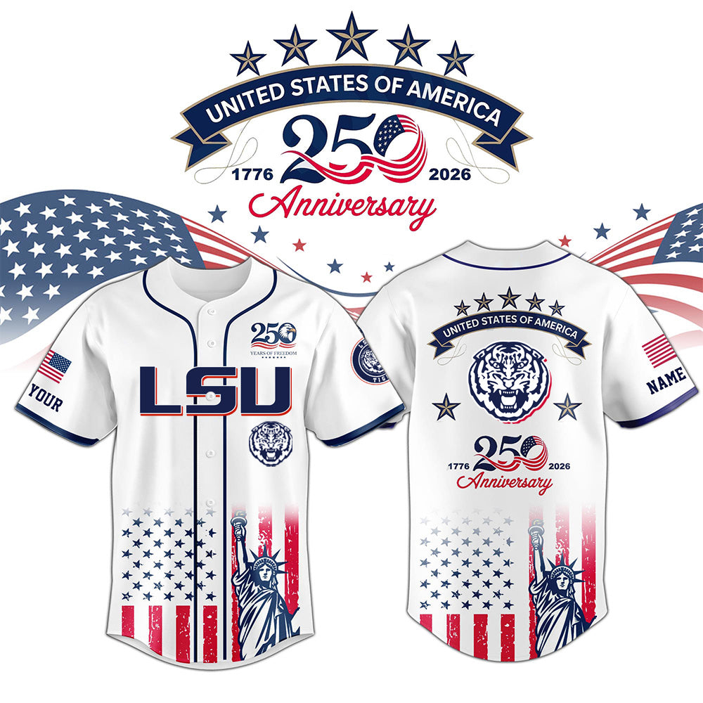 Lsu Tigers College Baseball X 250Th Anniversary Celebration Usa Special Edition - 3D Baseball Jersey