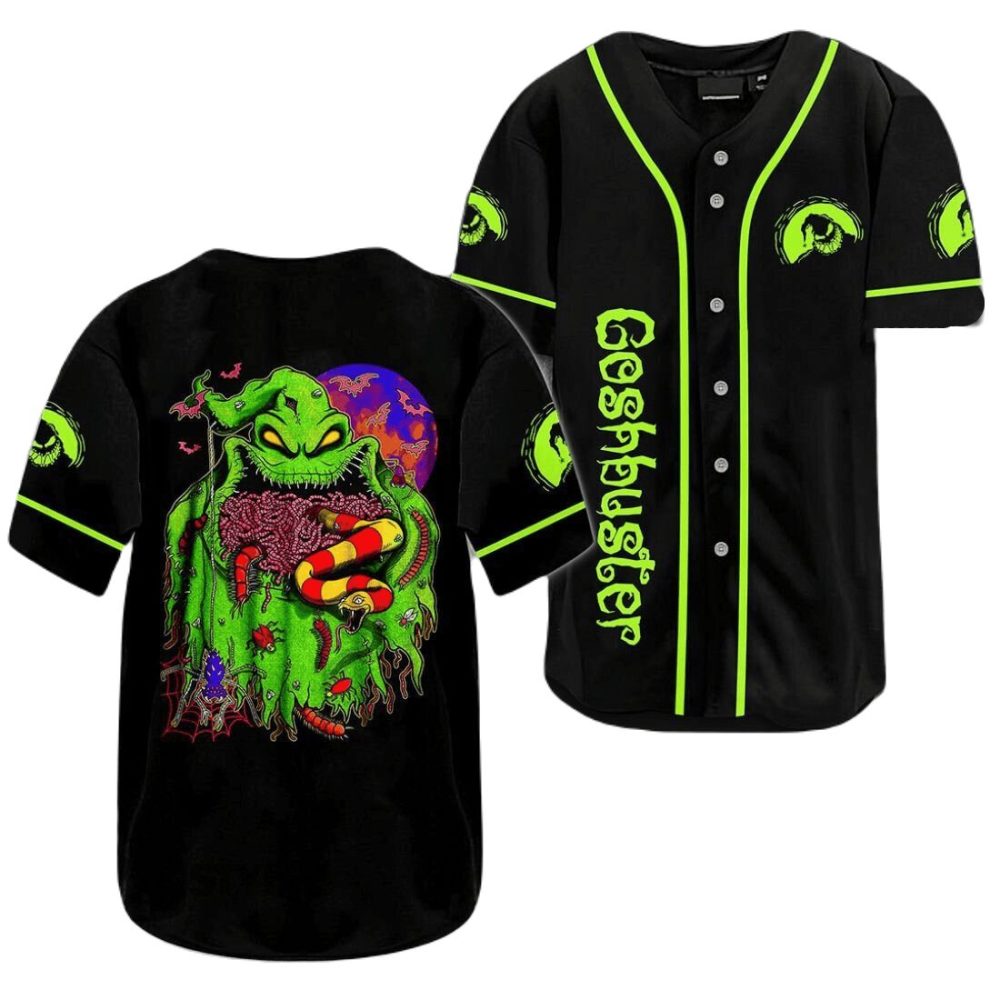 Spooky Green Monster Baseball Jersey - Glow In The Dark Halloween Shirt