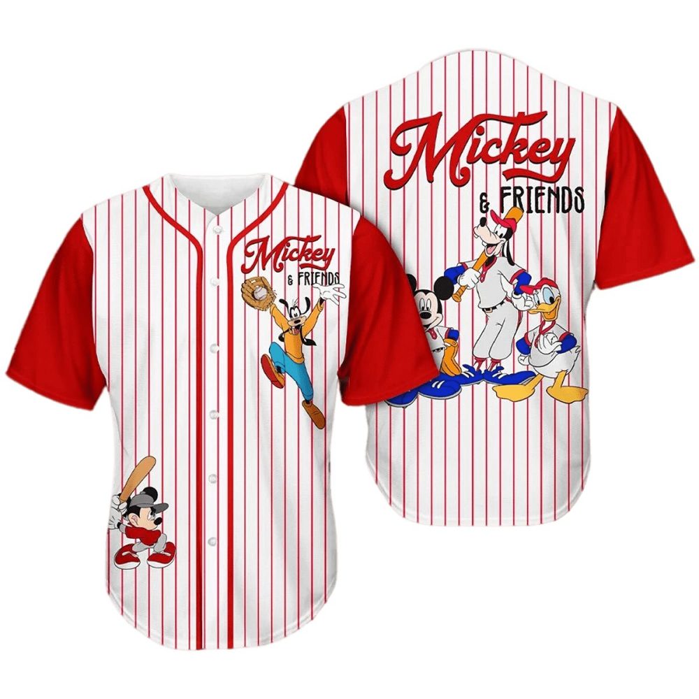 Vintage Mickey &amp; Friends Baseball Jersey – Classic Disney Style For Fans