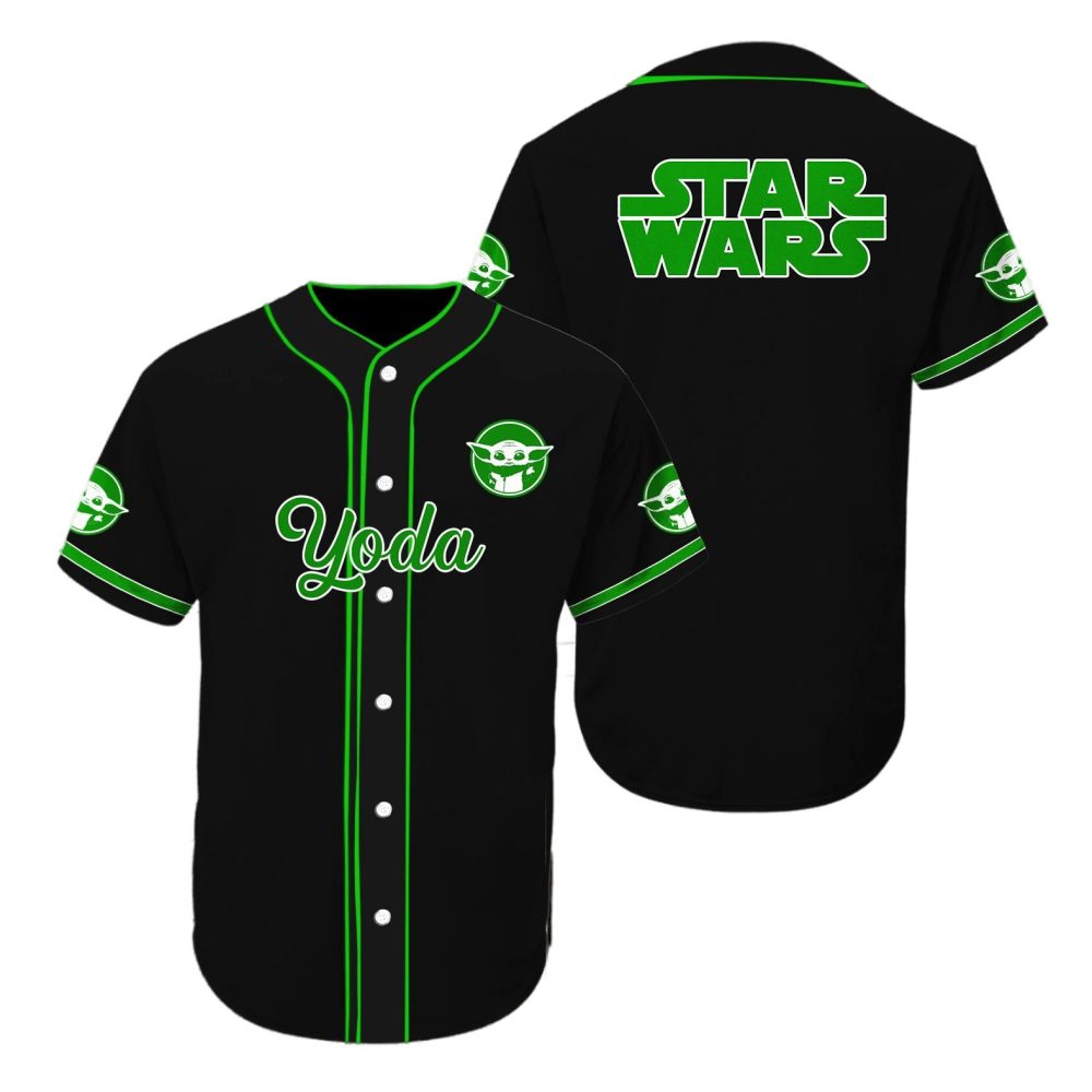 Star Wars Yoda Baseball Jersey – Iconic Black &amp; Green Design, Perfect For Fans!