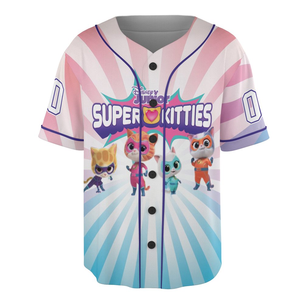 Kids' Super Kitties Baseball Jersey - Fun Cartoon Sports Shirt For Boys &amp; Girls
