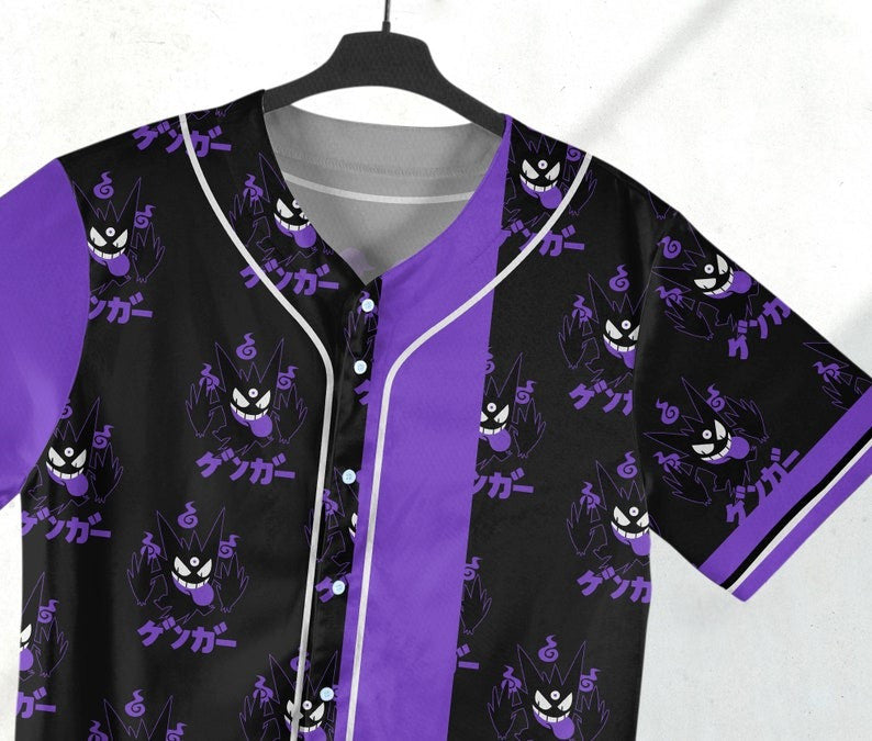 Stylish Purple &amp; Black Anime-Inspired Baseball Jersey – Unisex Cool Casual Wear