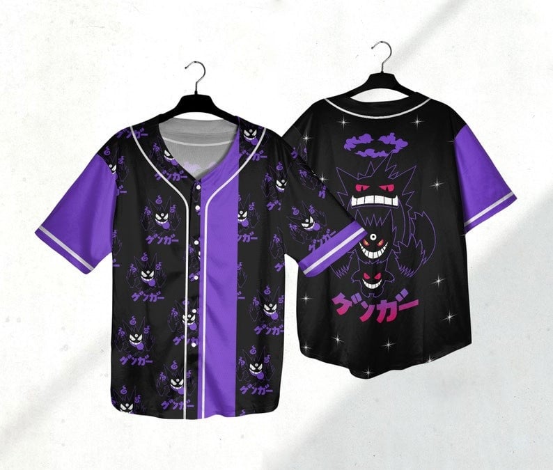 Stylish Purple &amp; Black Anime-Inspired Baseball Jersey – Unisex Cool Casual Wear
