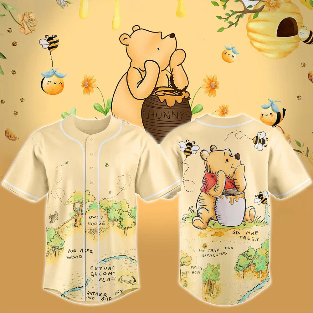 Winnie The Pooh 2026 Hundred Acre Woods Map Baseball Jersey Winnie The Pooh Merch Gifts For Son