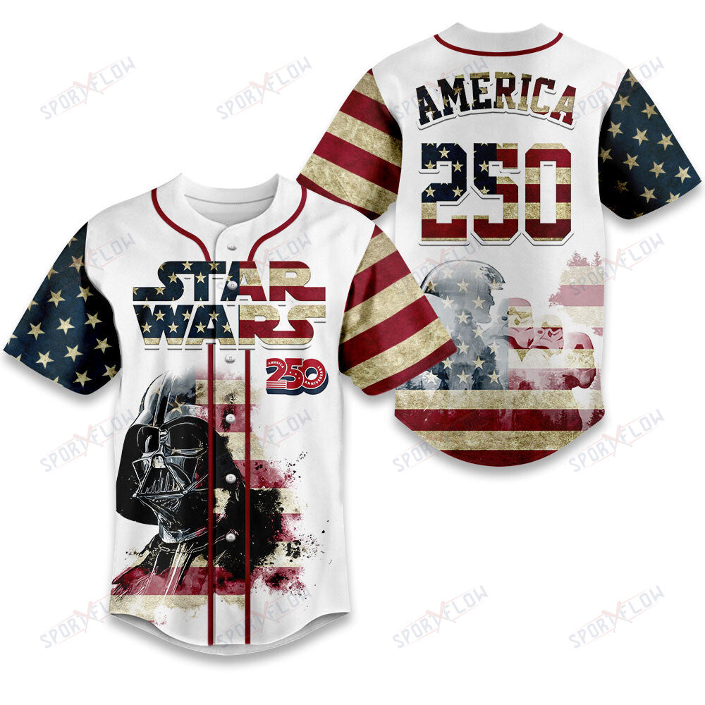 Star Wars Darth Vader Galactic Patriot America 250 Vintage Baseball Jersey
