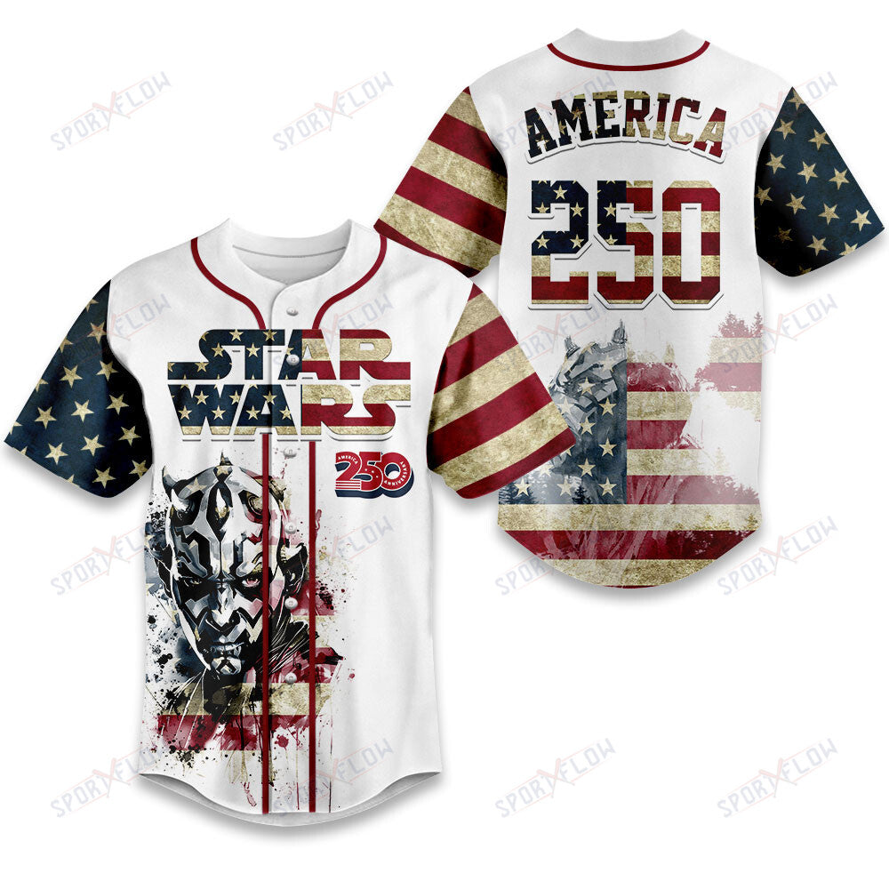 Star Wars Darth Maul Galactic Patriot America 250 Vintage Baseball Jersey