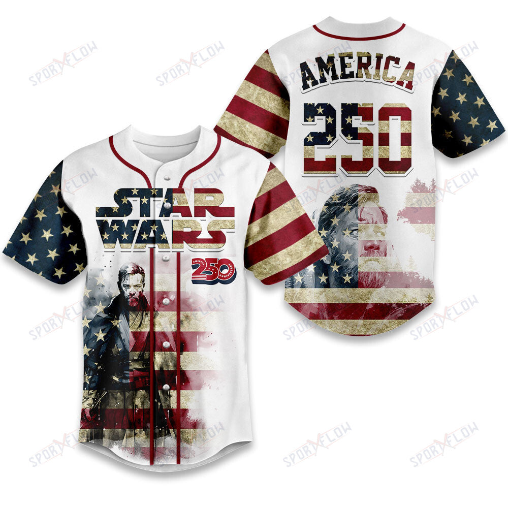 Star Wars Obi-Wan Kenobi Galactic Patriot America 250 Vintage Baseball Jersey