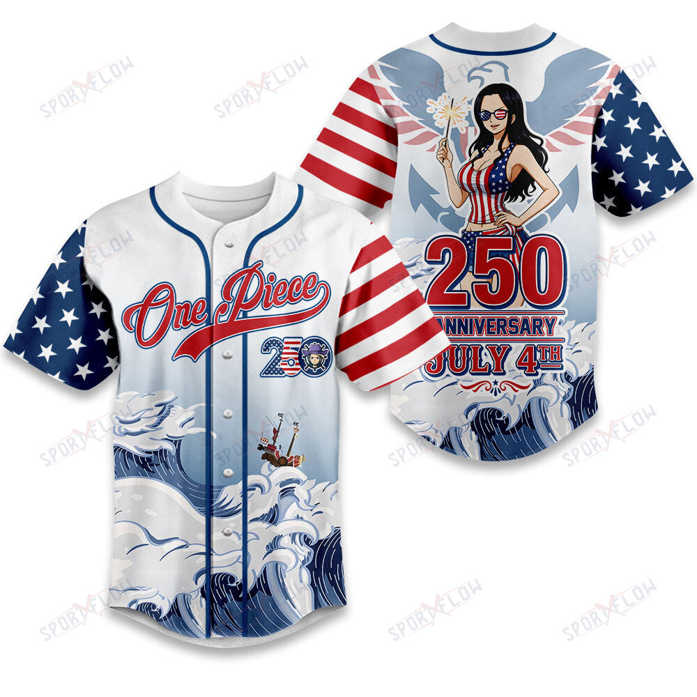 One Piece Nico Robin Celebrate America 250 Years Baseball Jersey