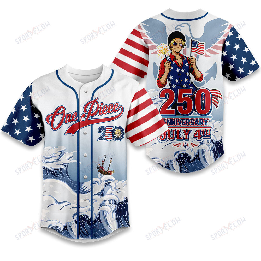 One Piece Vinsmoke Sanji Celebrate America 250 Years Baseball Jersey