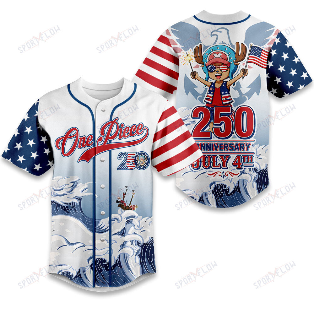 One Piece Tony Tony Chopper Celebrate America 250 Years Baseball Jersey