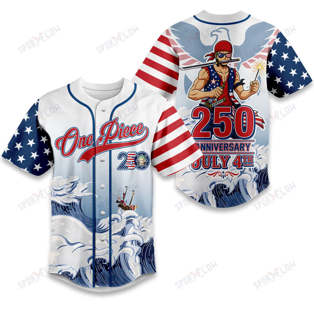 One Piece Roronoa Zoro Celebrate America 250 Years Baseball Jersey