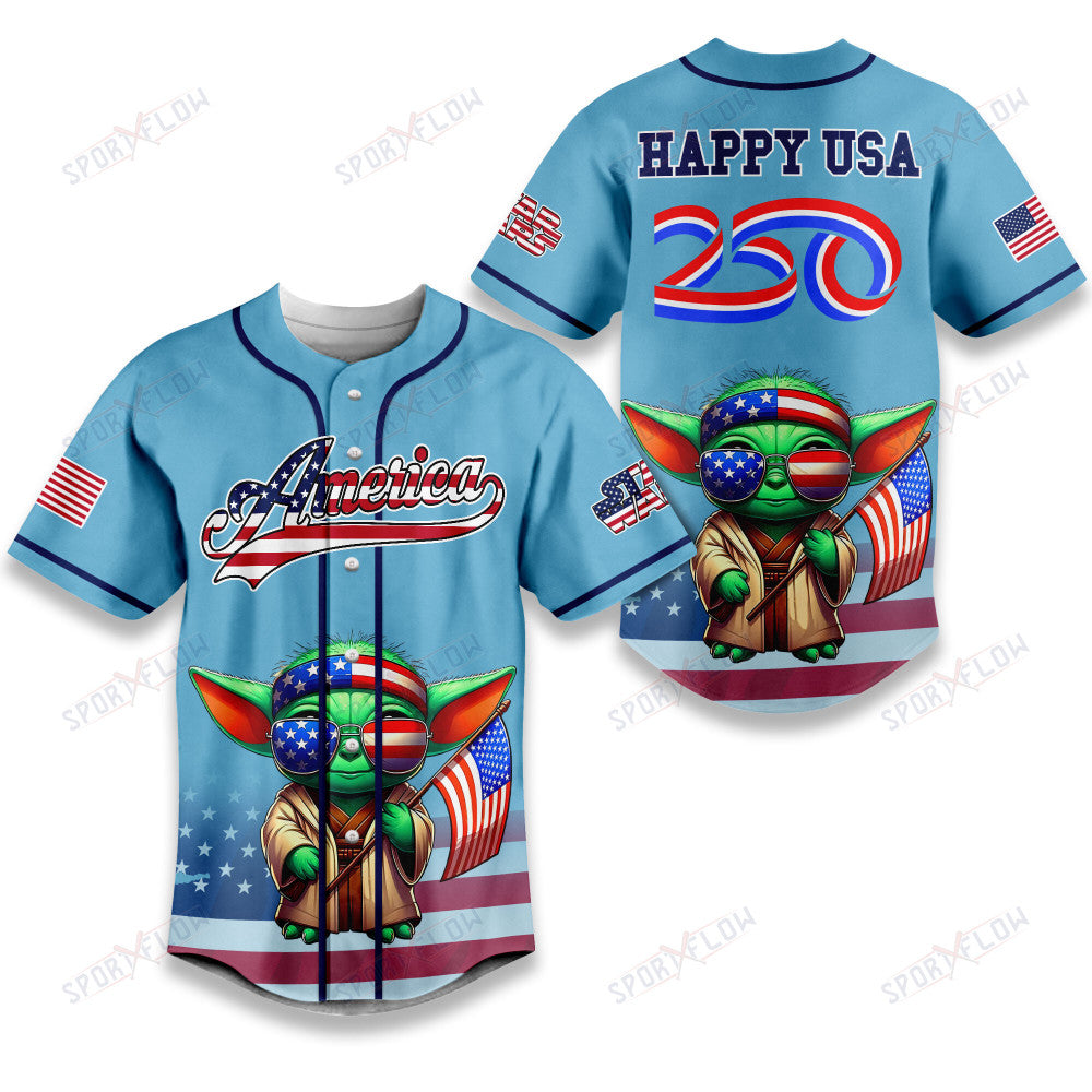 Star Wars Baby Yoda Happy Usa 250Th Anniversary Baseball Jersey
