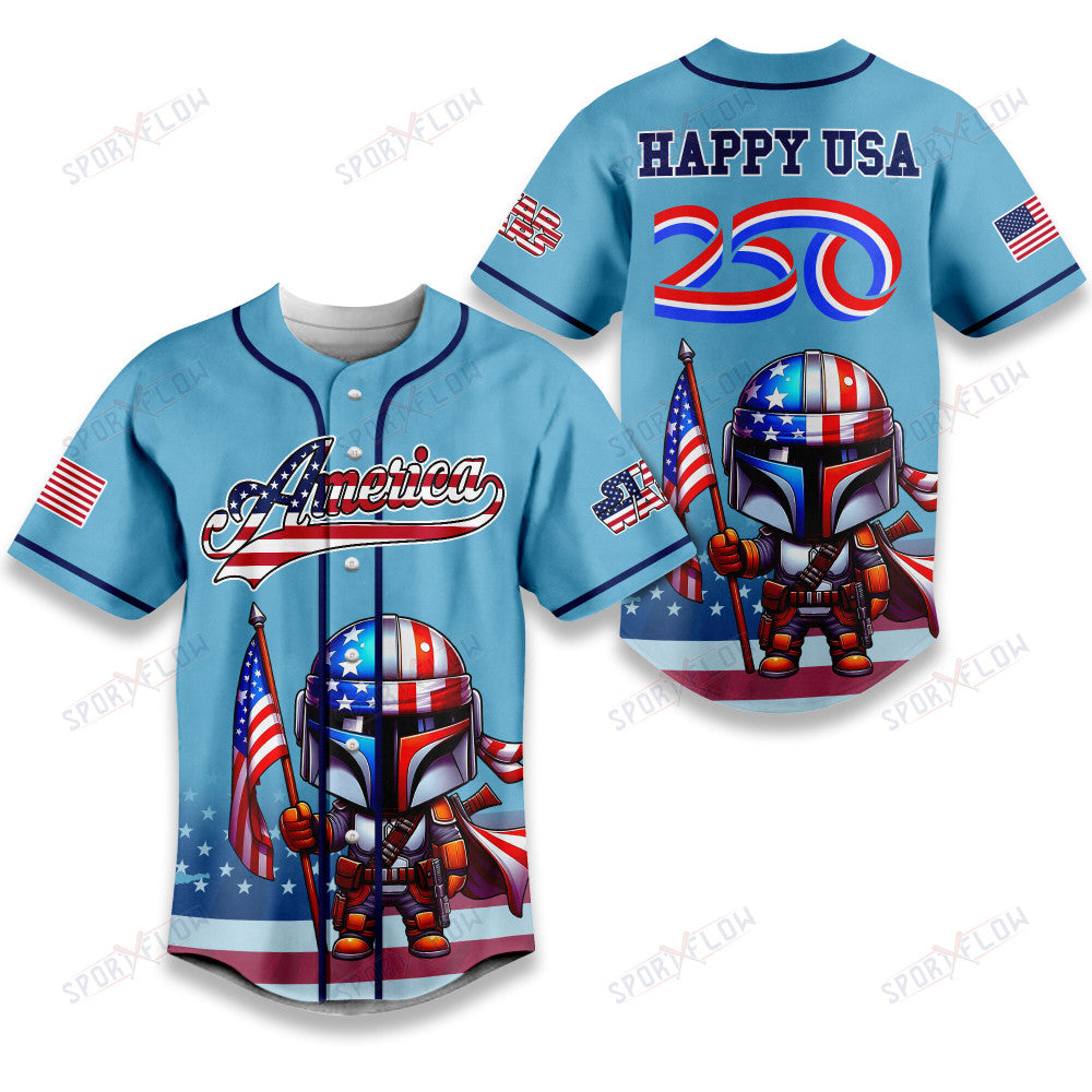 Star Wars The Mandalorian Happy Usa 250Th Anniversary Baseball Jersey