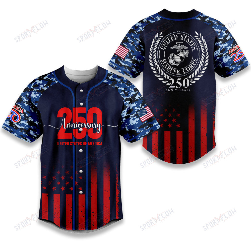 United States Marine Corps 250Th Anniversary Camo Baseball Jersey