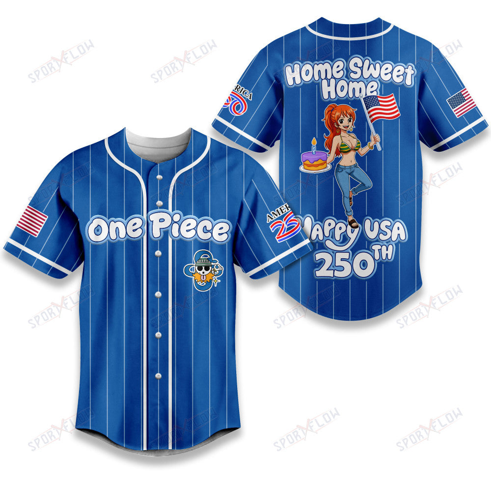 One Piece Nami Home Sweet Home Happy Usa 250Th Baseball Jersey