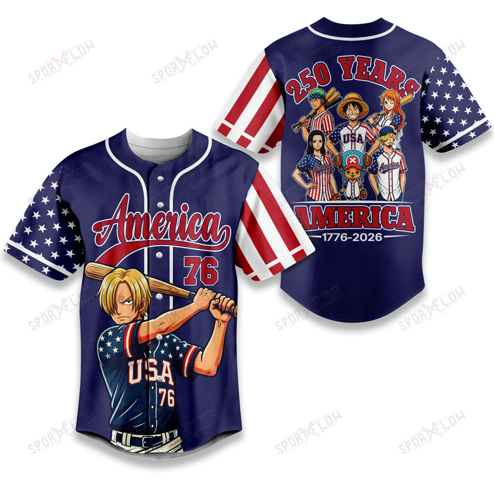 One Piece Vinsmoke Sanji America 250 Years Anniversary Baseball Jersey