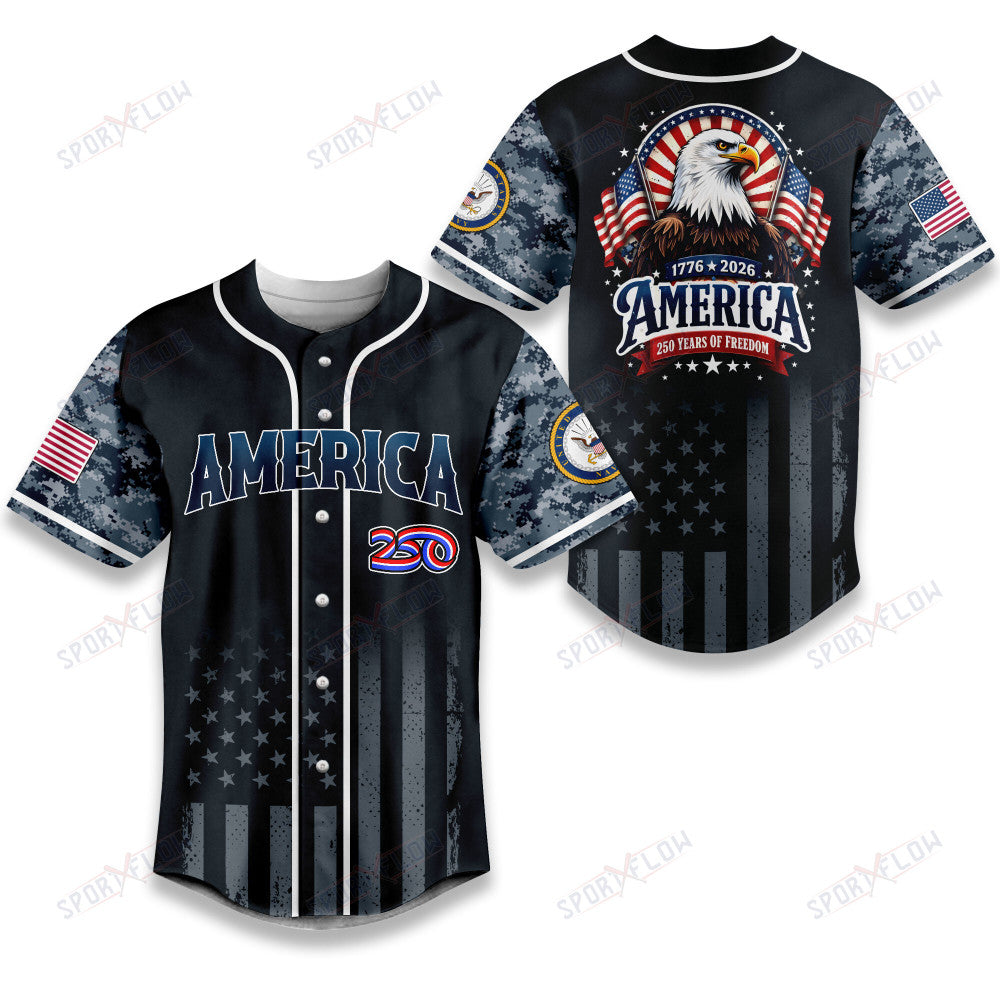 United States Navy Military 250Th Birthday Anniversary Baseball Jersey