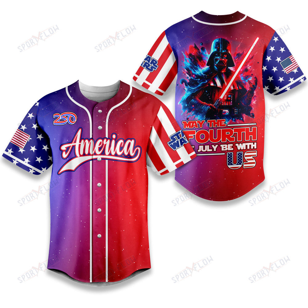 Star Wars Darth Vader May The 4Th Of July Be With Us 250 Years Baseball Jersey
