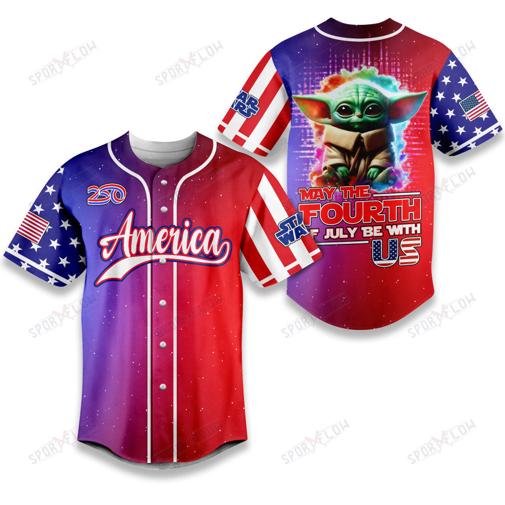 Star Wars Yoda May The 4Th Of July Be With Us 250 Years Baseball Jersey