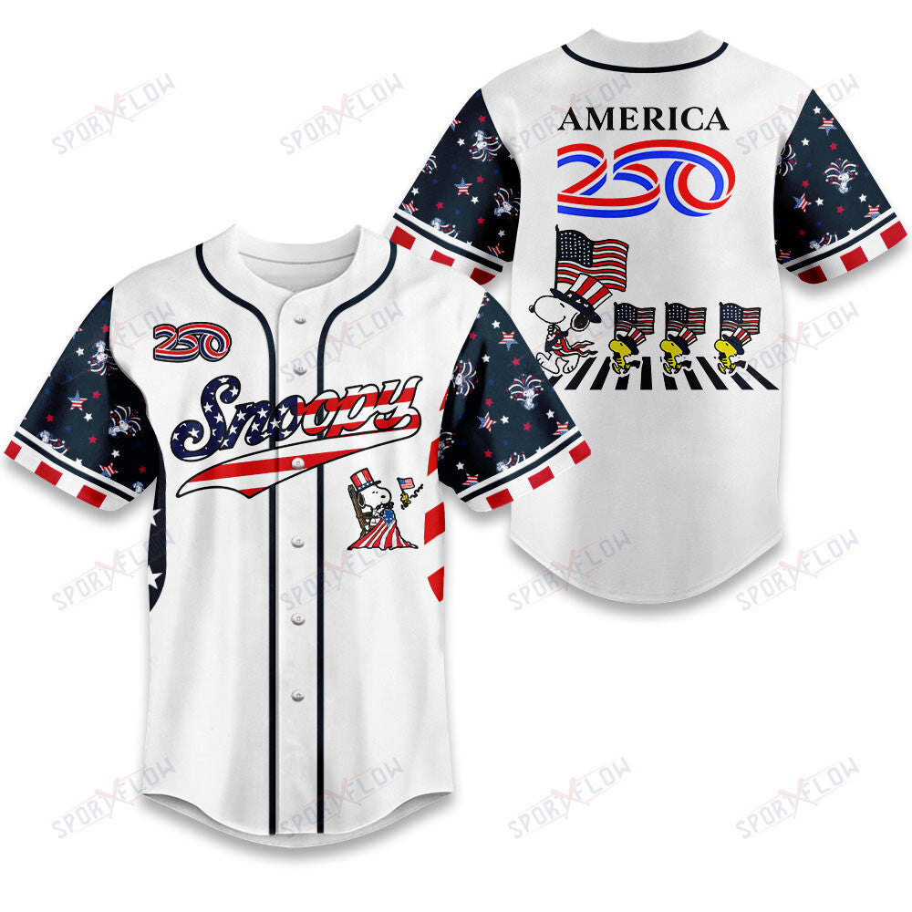 Snoopy Celebrate 250 Years Of American Independence Baseball Jersey