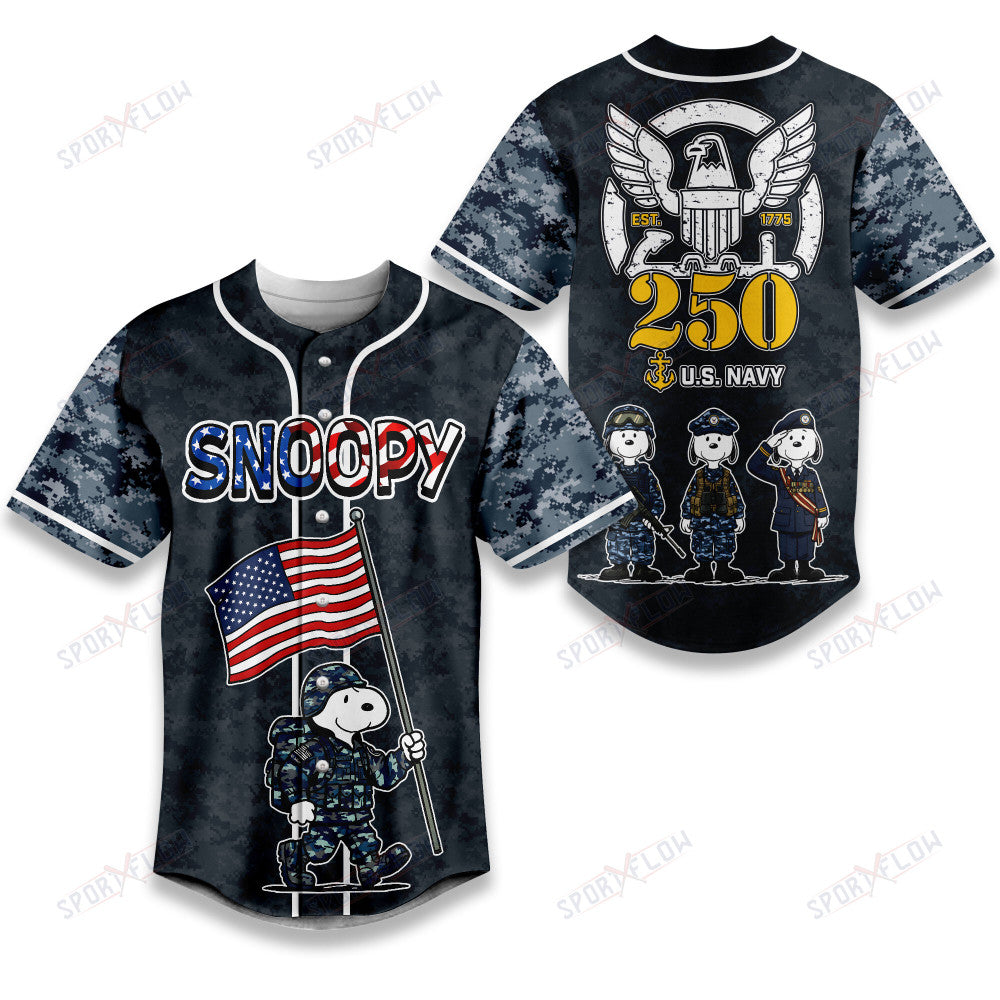 Snoopy Us Navy Celebrate 250 Years Of American Independence Baseball Jersey