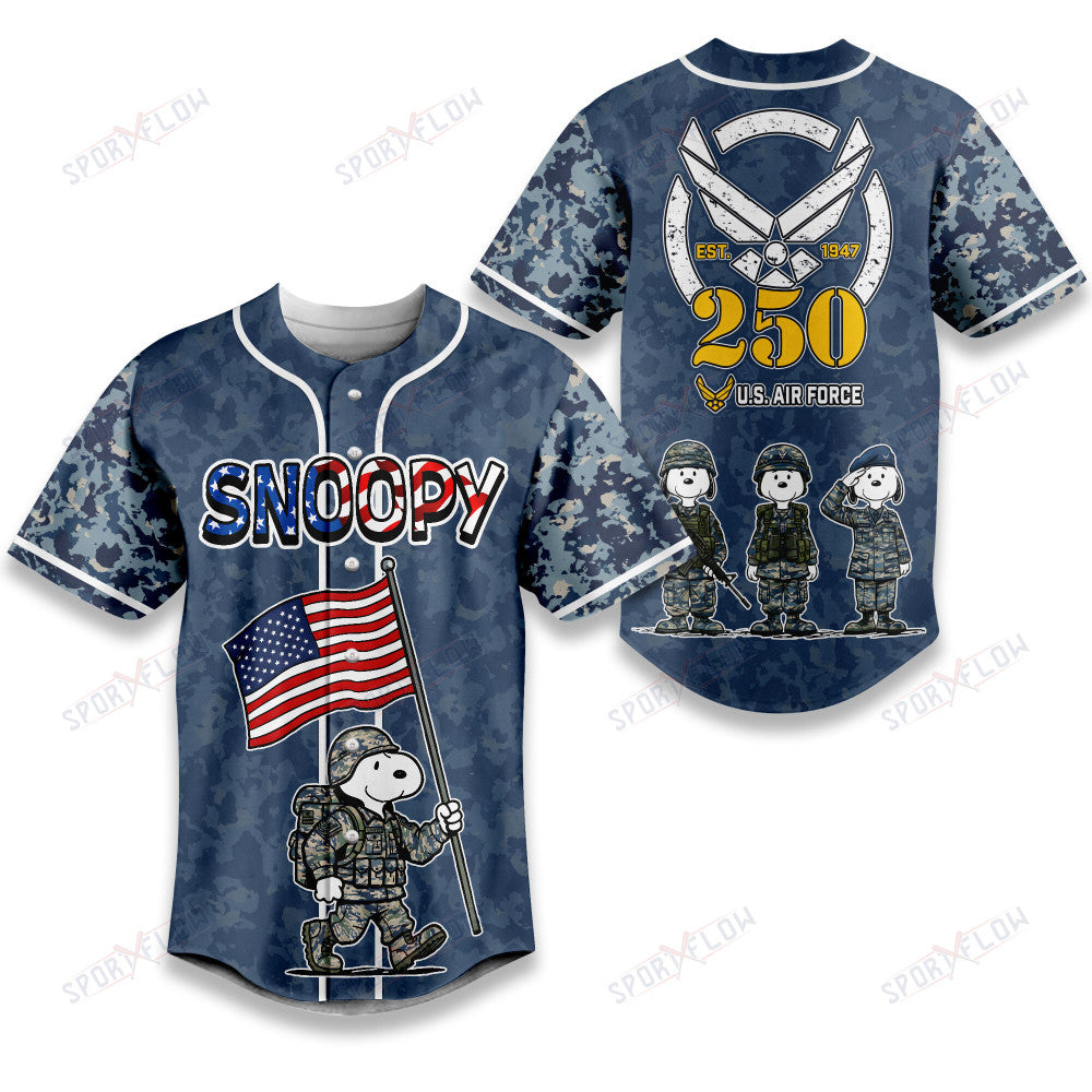 Snoopy Usaf Celebrate 250 Years Of American Independence Baseball Jersey