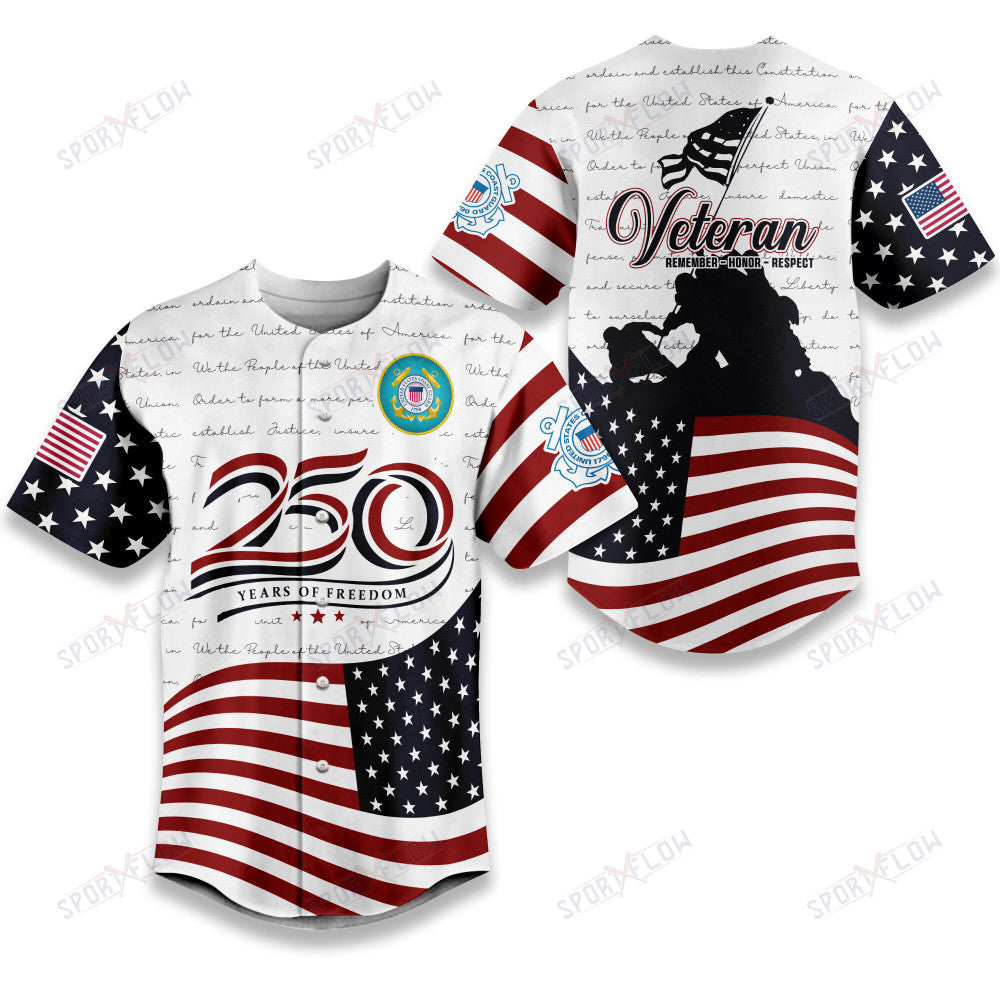 Uscg 250 Years Of Liberty Anthem Baseball Jersey