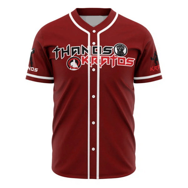 Epic Thanos Kratos Red Baseball Jersey - Gamer'S Premium Cosplay Apparel