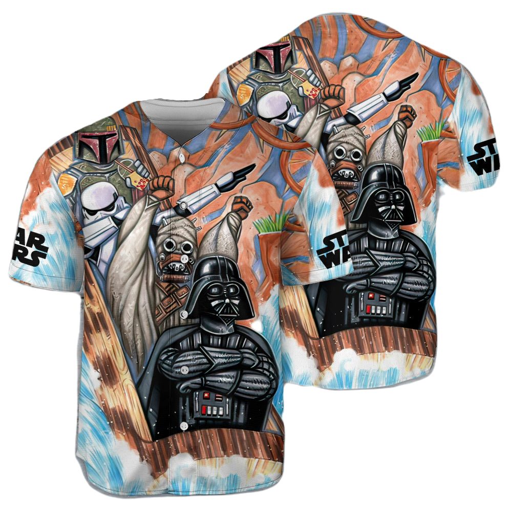 Star Wars Graphic Baseball Jersey - Darth Vader &amp; Boba Fett - Unisex Fan Favorite Tee