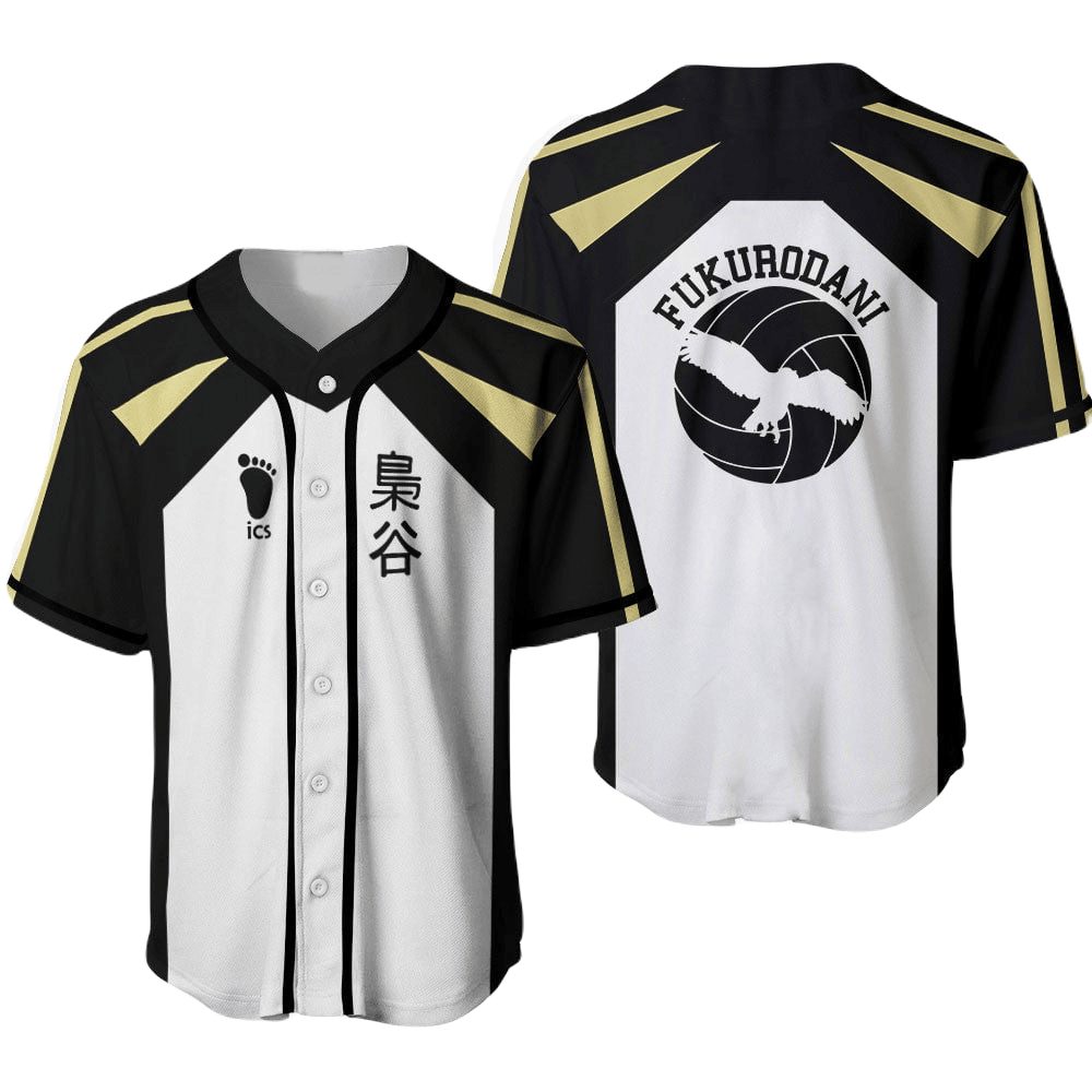 Stylish Fukurodani Volleyball Jersey - Black &amp; White Anime-Inspired Sportswear