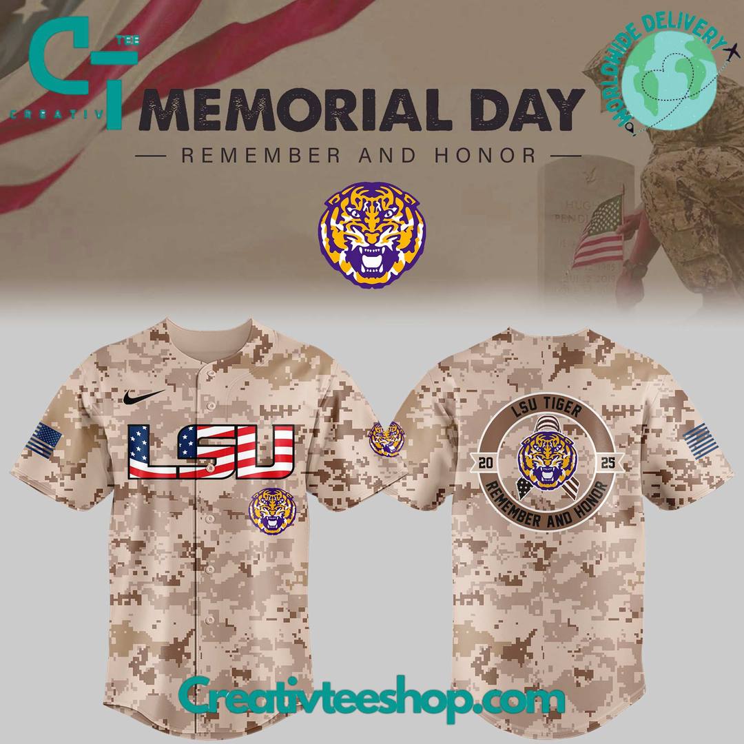 Lsu Tigers Memorial Day "Remember And Honor" Camo Baseball Jersey