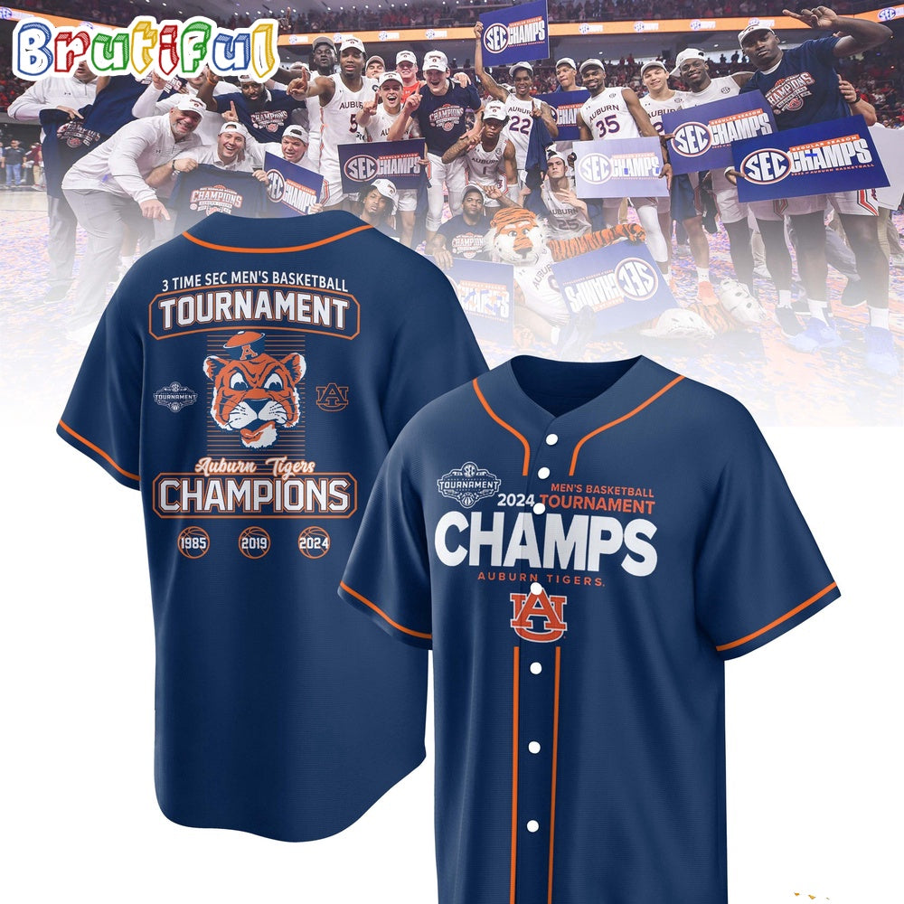 Auburn Tigers 2024 Sec Men'S Basketball Conference Tournament Champions Jersey Shirt