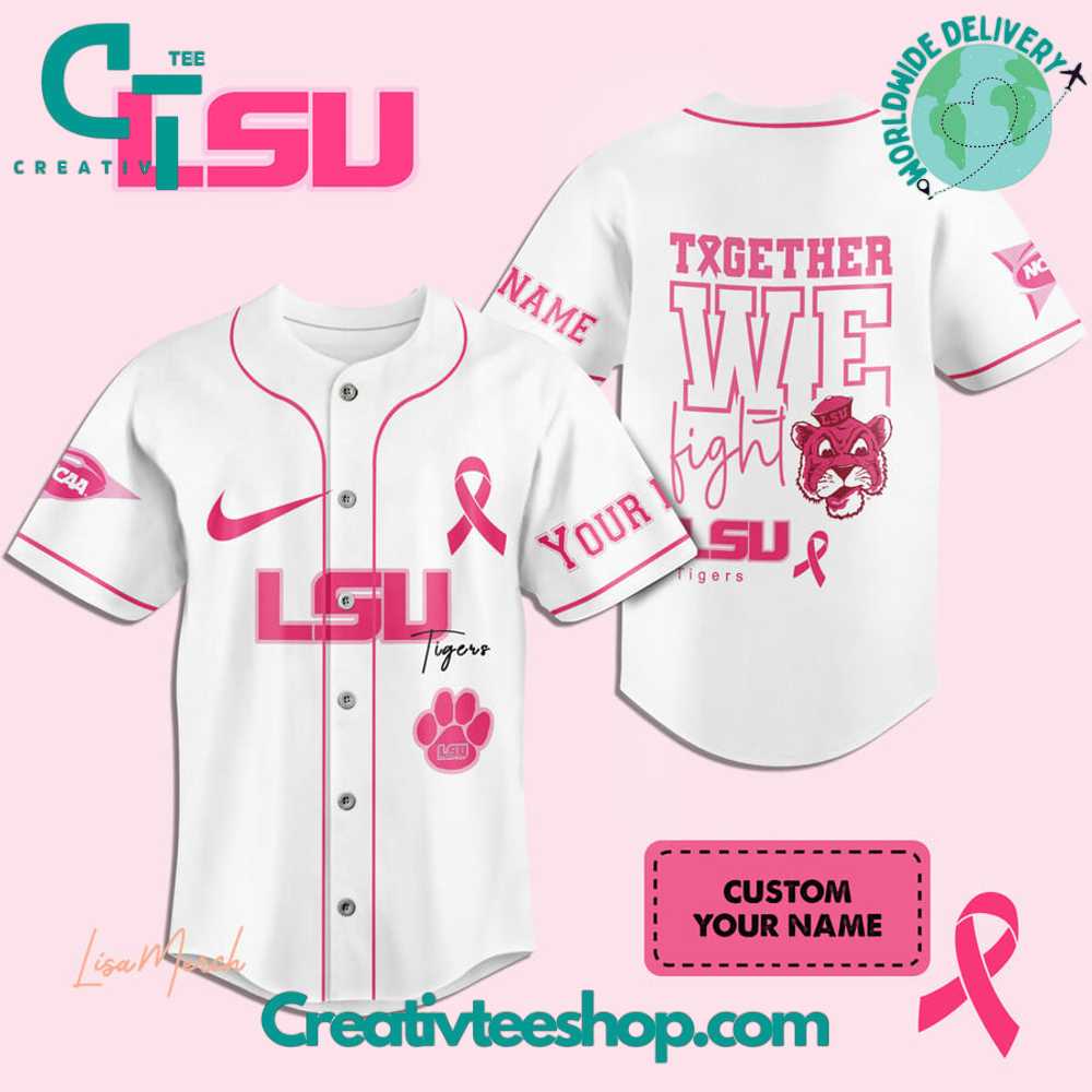 Lsu Tigers Breast Cancer Together We Fight Baseball Jersey