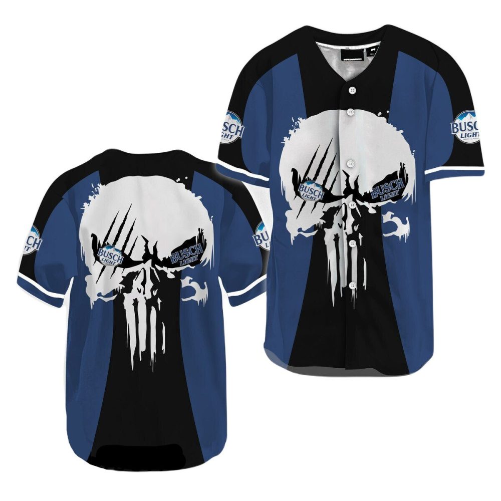 Skull Design Baseball Jersey - Cool Blue &amp; Black - Unisex - Perfect For Fans &amp; Casual Wear!