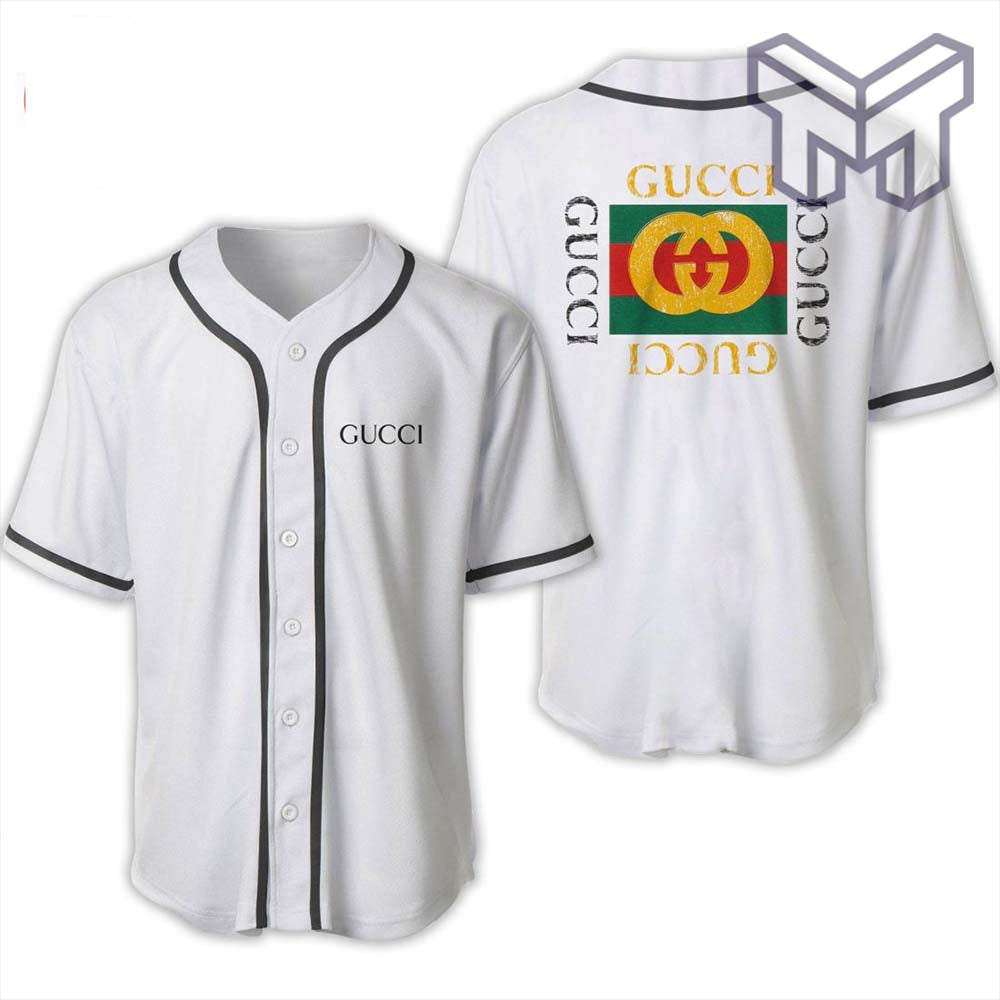 Gucci White Baseball Jersey Shirt Luxury Clothing Clothes Sport For Men Women Hot  Type01