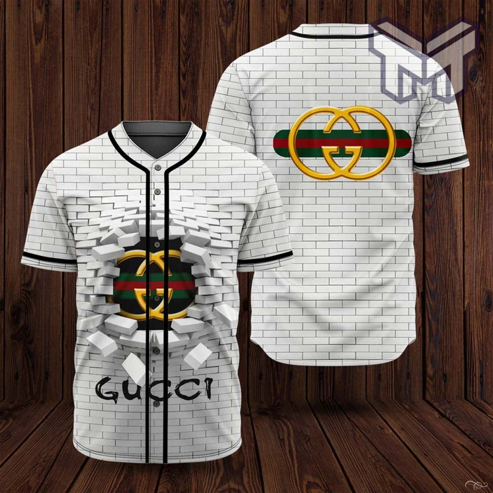 Gucci White Baseball Jersey Shirt Luxury Clothing Clothes Sport For Men Women Hot