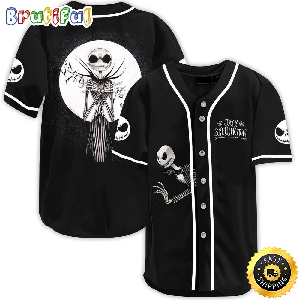 Jack Skellington Face The King Of Nightmare Halloween 3D Baseball Jersey