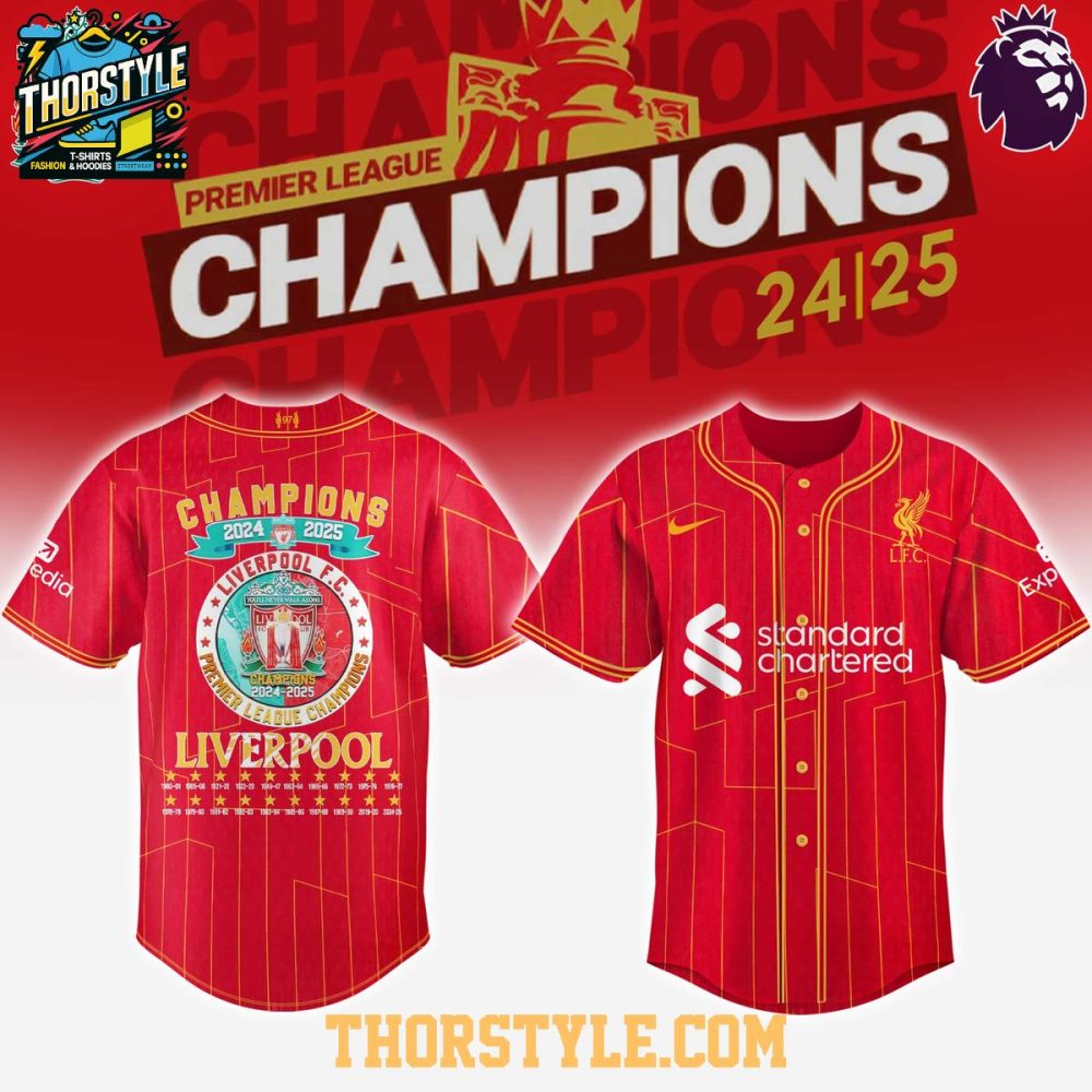 Liverpool Fc Champions Of Premier League 2024_25 Season Baseball Jersey