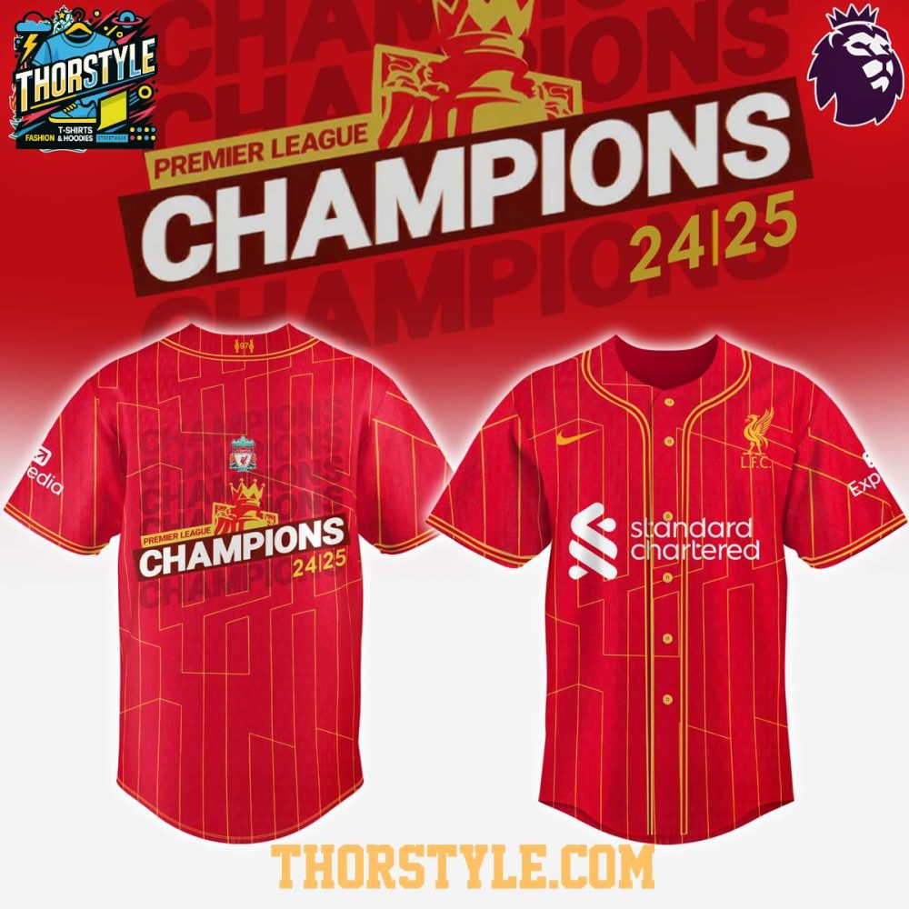 Liverpool Fc Premier League Champions 2024_25 Season Baseball Jersey