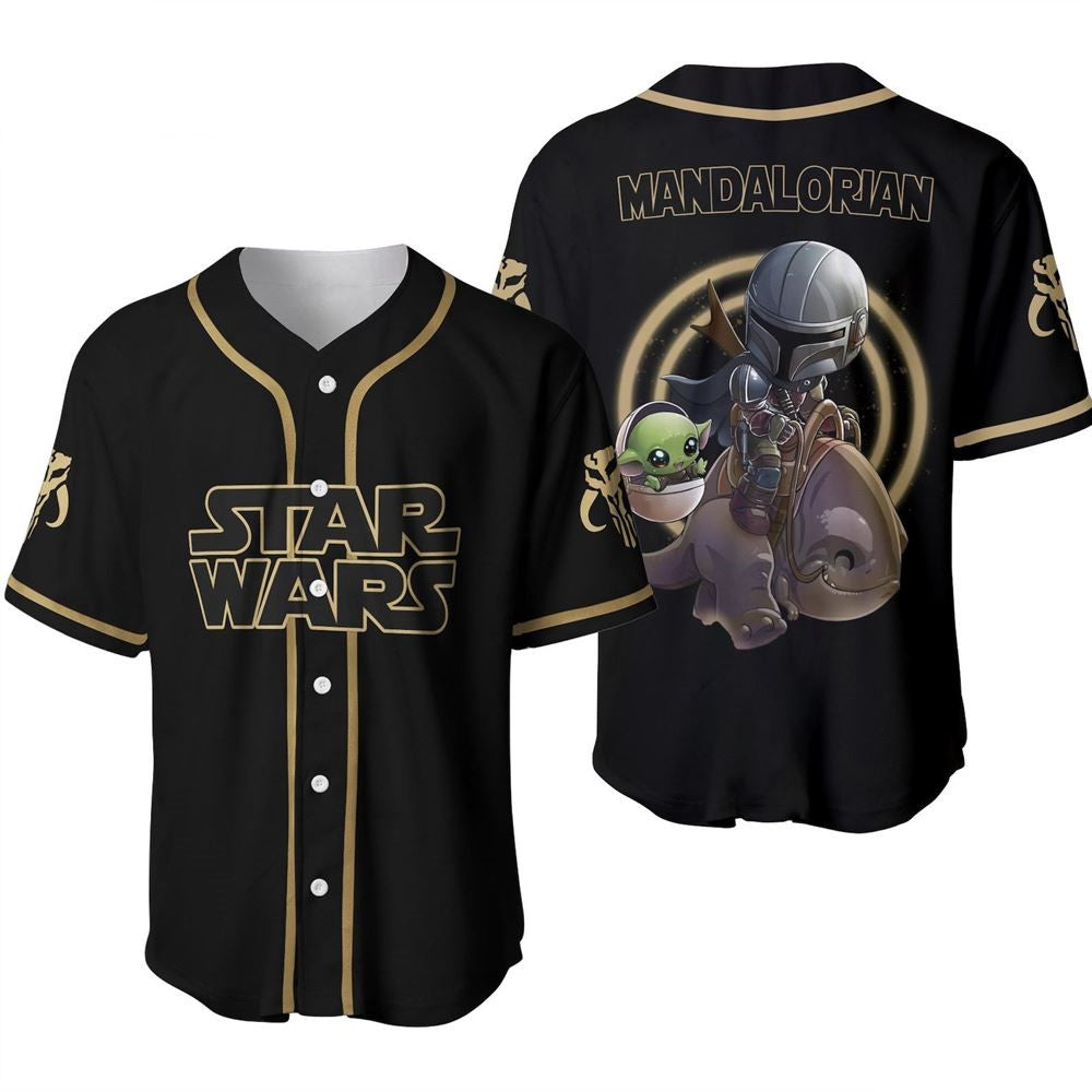 Star Wars Mandalorian Baseball Jersey - Grogu &amp; Mando Graphic Tee - Unisex Fan Apparel