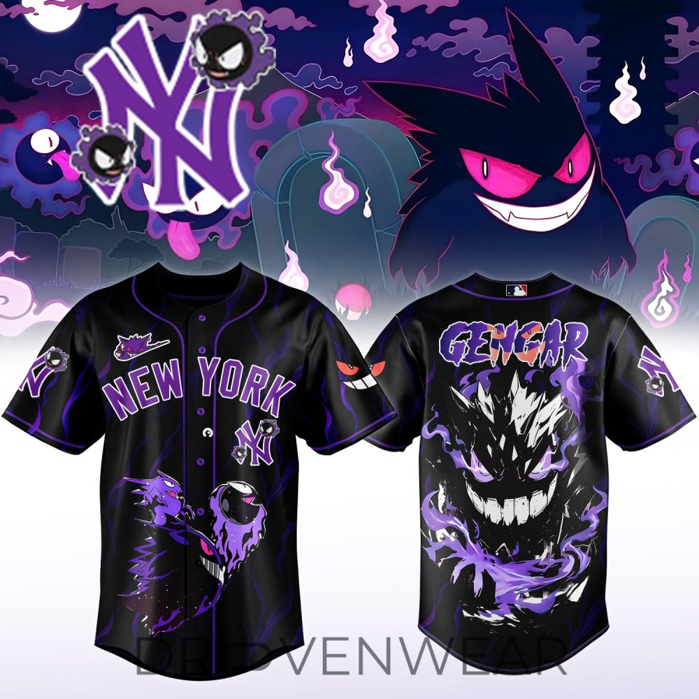 Limited Edition Gengar Baseball Jersey - New York Inspired, Stylish &amp; Comfortable!