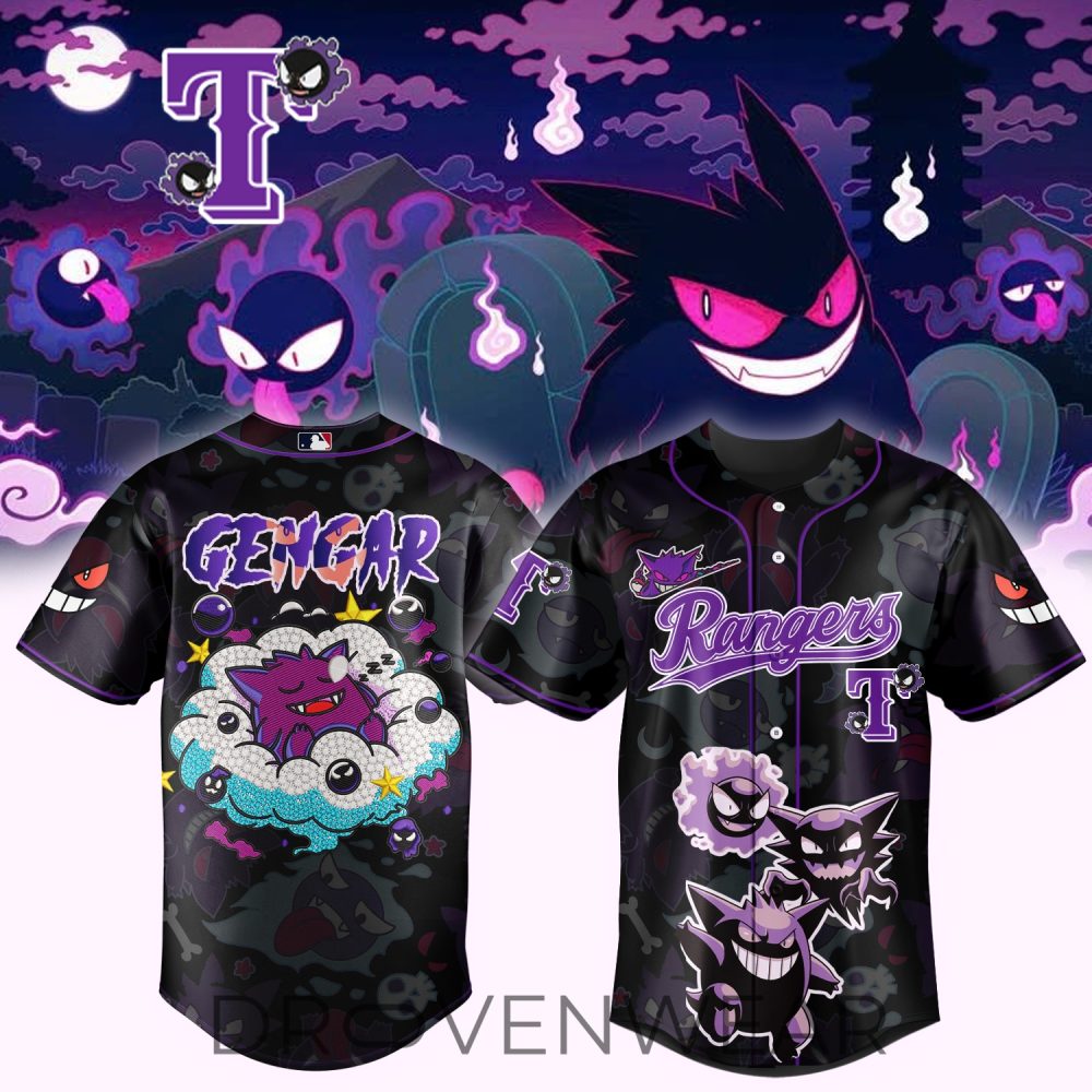 Spooky Gengar Baseball Jersey – Vibrant Purple &amp; Black Design For Fans