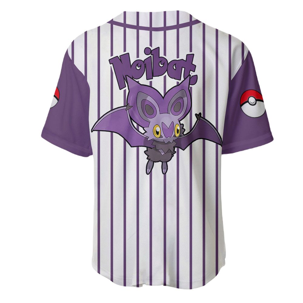 Limited Edition Noibat Baseball Jersey – Stylish Purple &amp; White Pokéball Design