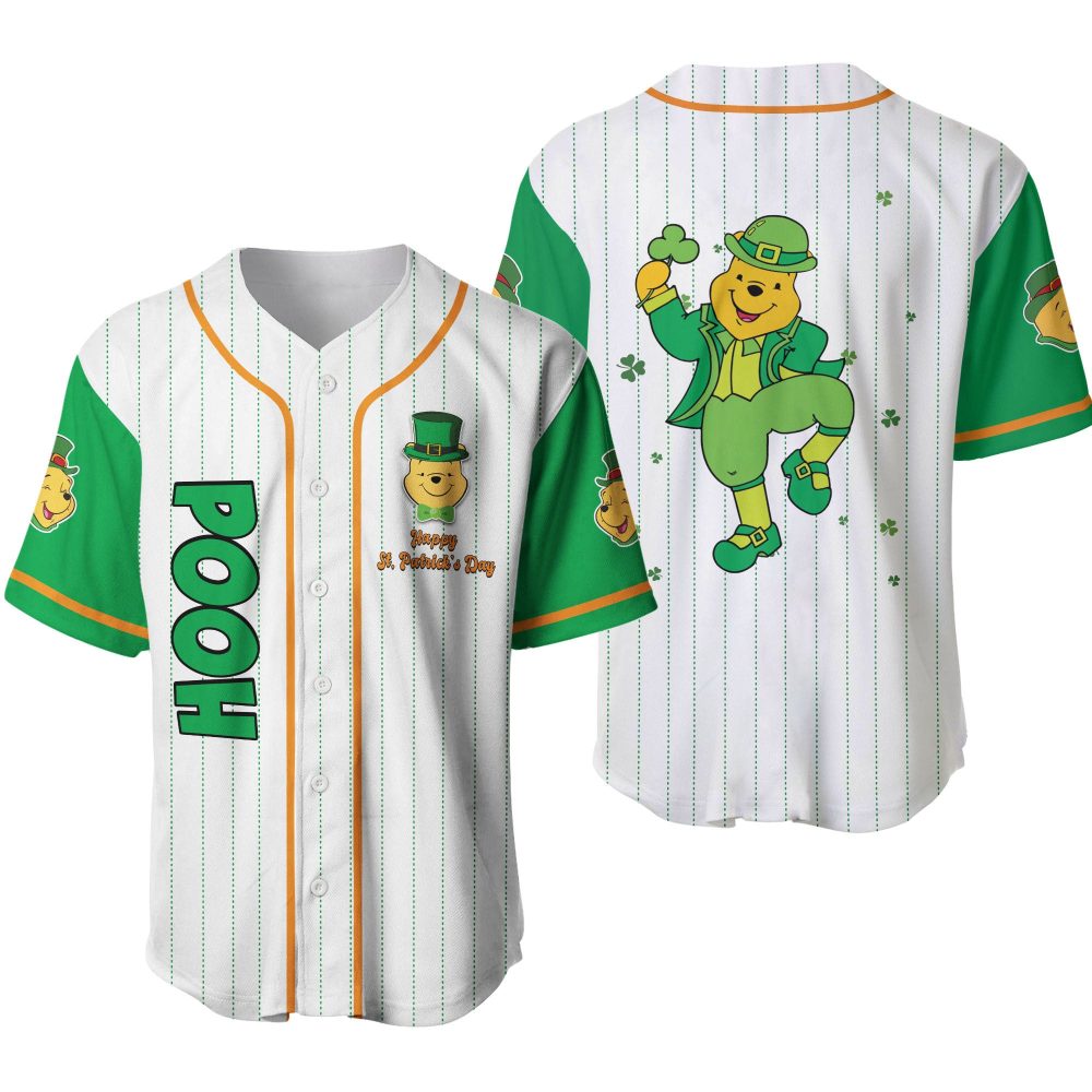 Lucky St. Patrick'S Day Baseball Jersey - Green &amp; White With Fun Cartoon Design