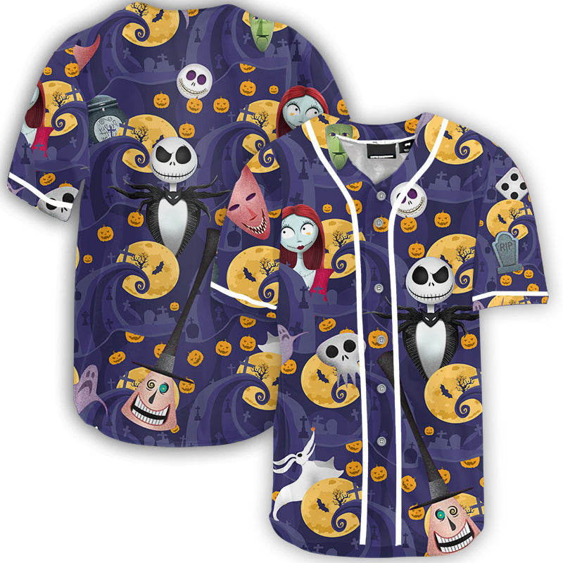 Spooky Halloween Baseball Jersey – Unique Nightmare Print, Unisex, Comfortable, Perfect For Fans &amp; Parties!
