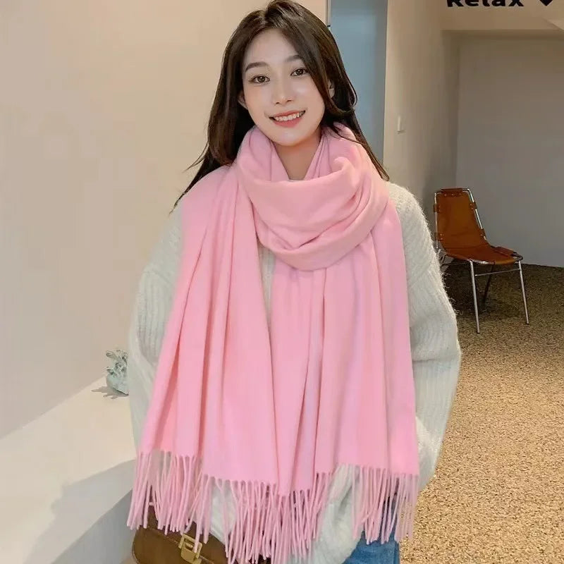 New Women's Winter Scarves Cashmere Scarf Woman Black Ladies Winter Wool Scarf Warm XWJ07