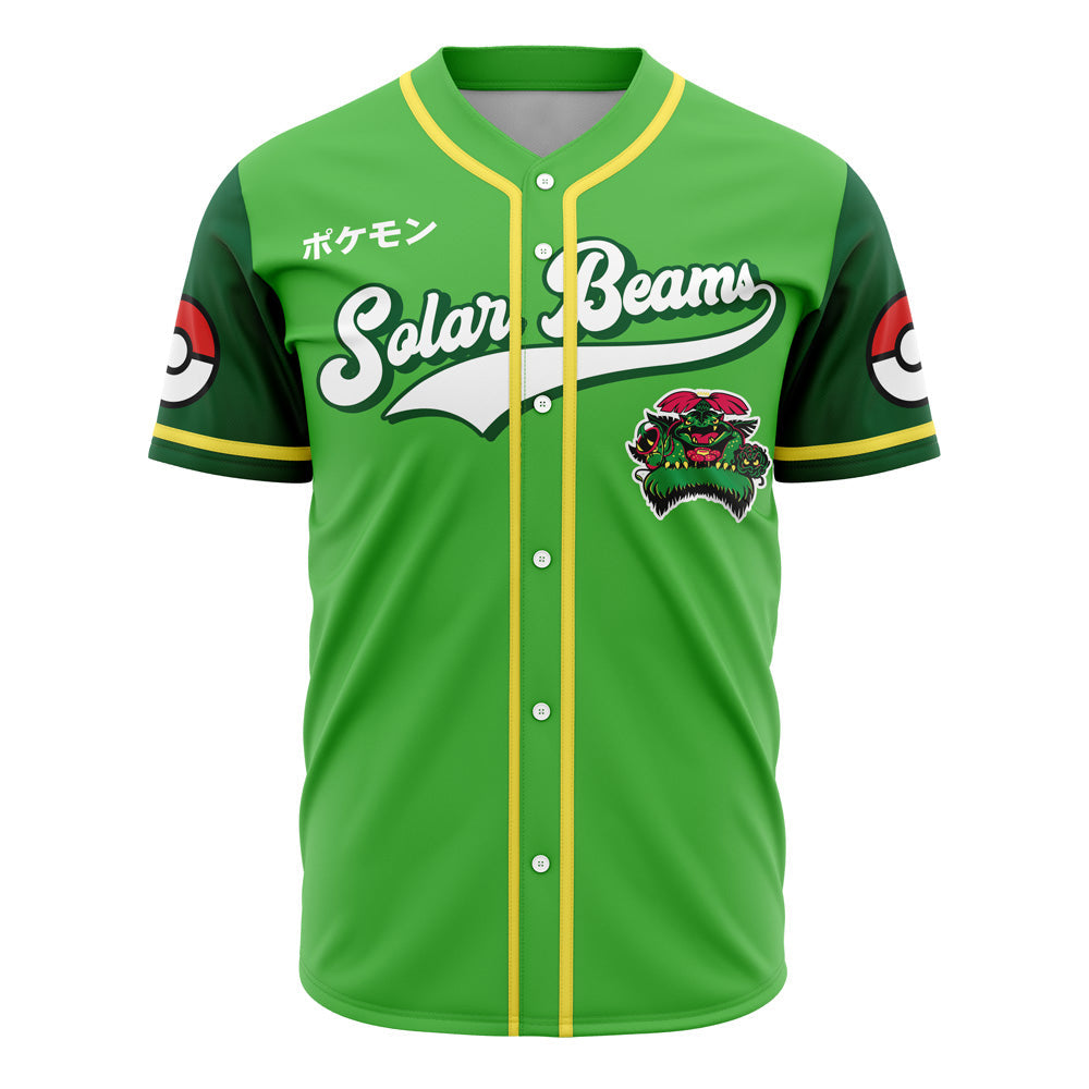 Vibrant Green Solar Beams Baseball Jersey - Unique Design, Perfect For Fans &amp; Collectors!