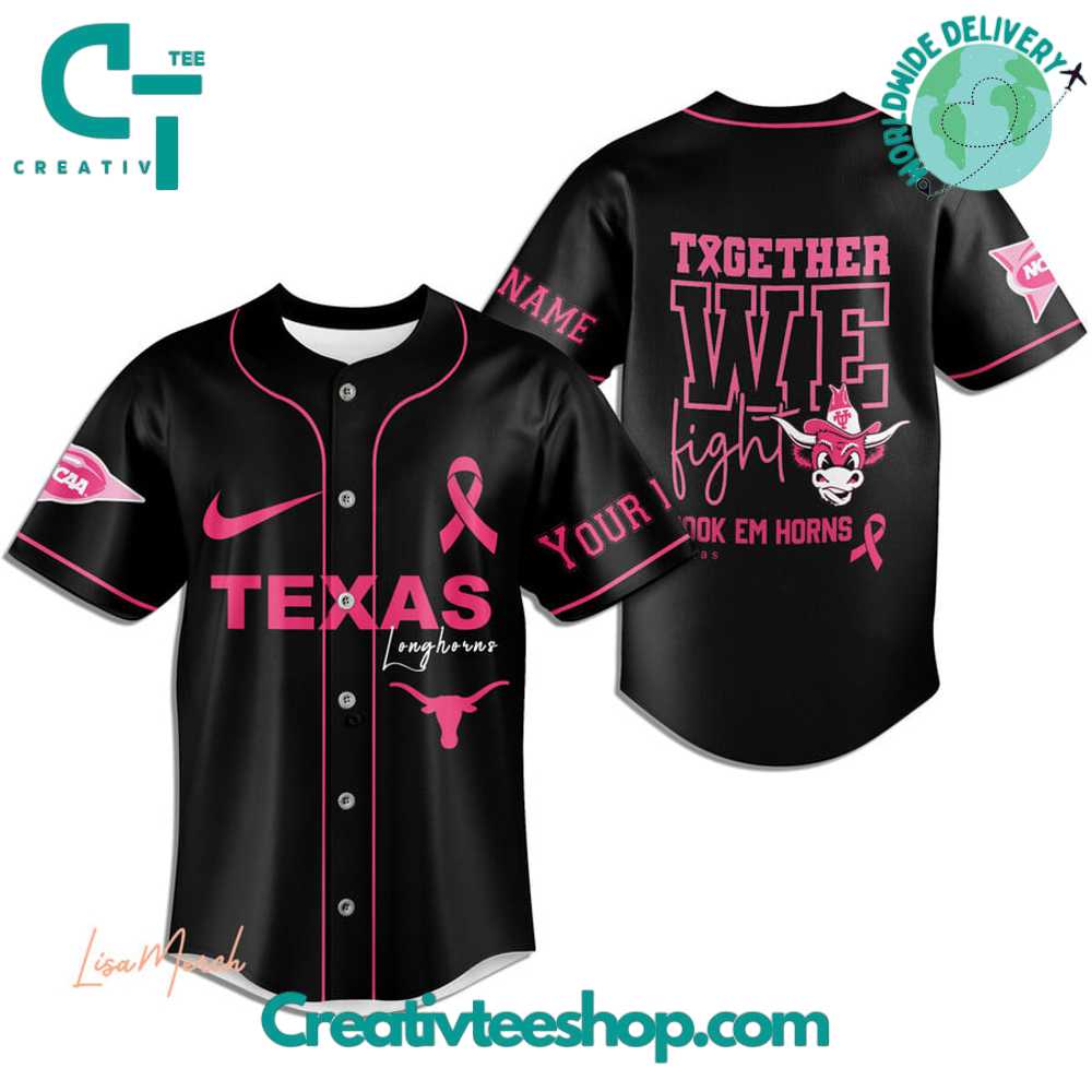 Texas Longhorns Breast Cancer Together We Fight Baseball Jersey