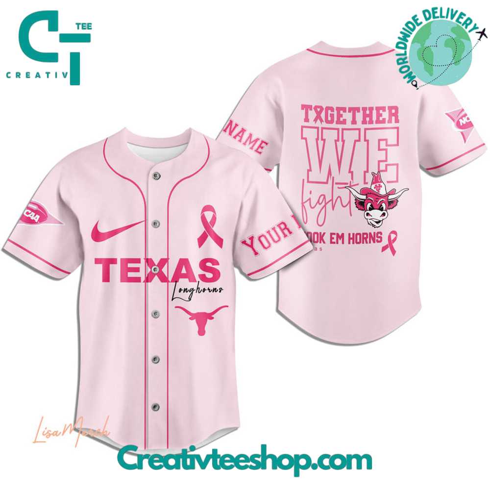 Texas Longhorns Breast Cancer Together We Fight Baseball Jersey