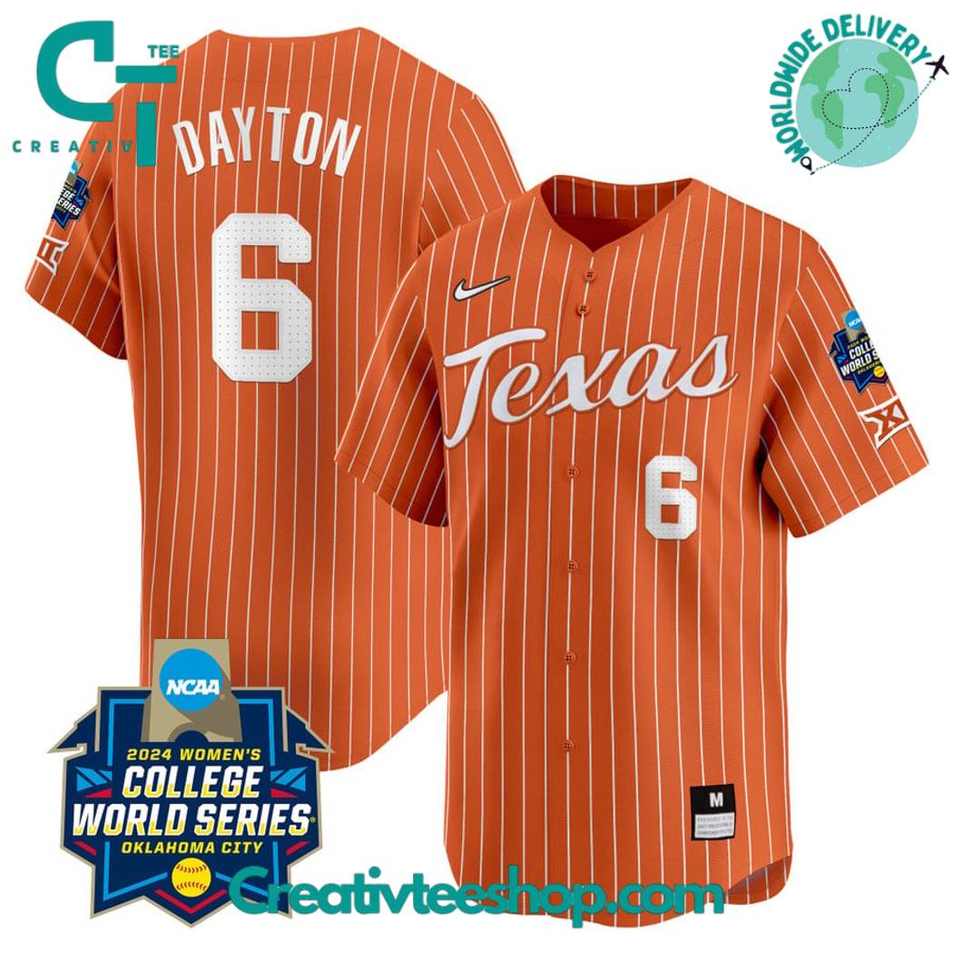Texas Women'S College World Series Champions Pinstripe Orange Baseball Jersey